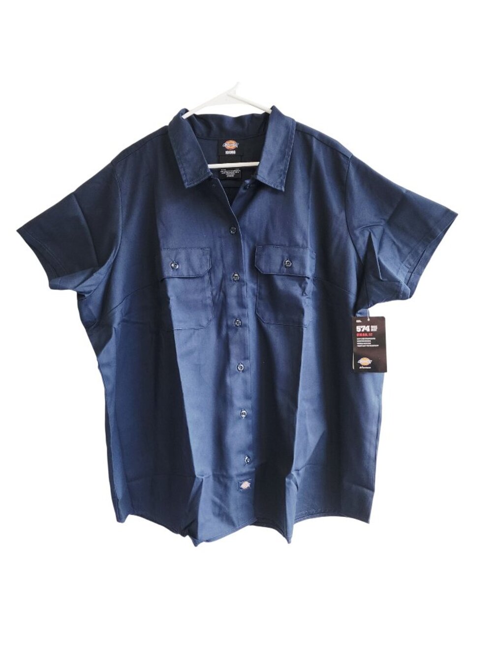 Dickies Mens 574 Work Shirt Navy Button-Up Short Sleeve Size 2X Original Fit